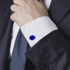 Alex Jona Boutons de manchette en argent sterling et émail bleu