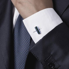 Alex Jona Blue Enamel Sterling Silver Cufflinks