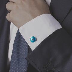 Alex Jona Blue Enamel Sterling Silver Cufflinks