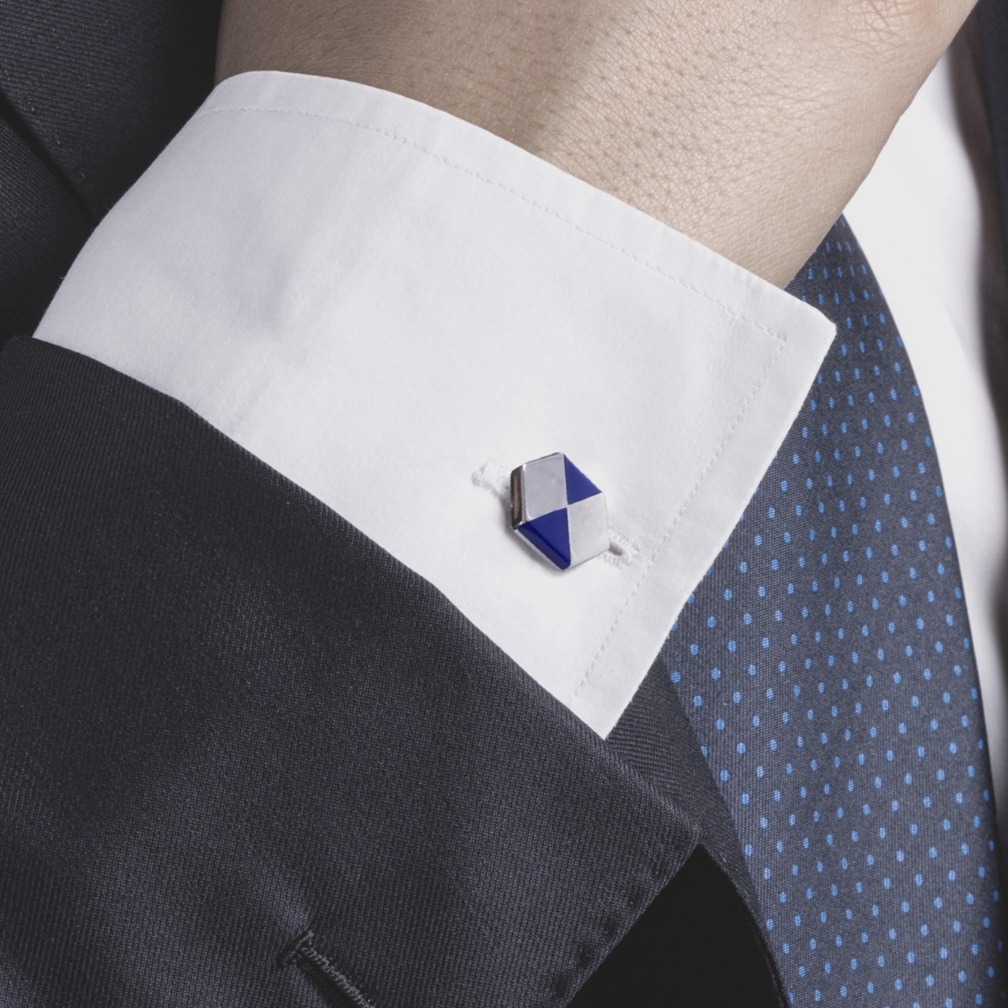 Uomo Gemelli Alex Jona in argento e smalto blu in vendita