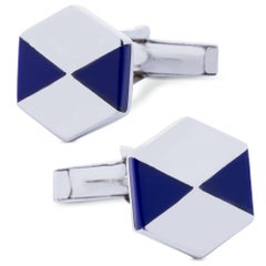 Alex Jona Blue Enamel Sterling Silver Cufflinks