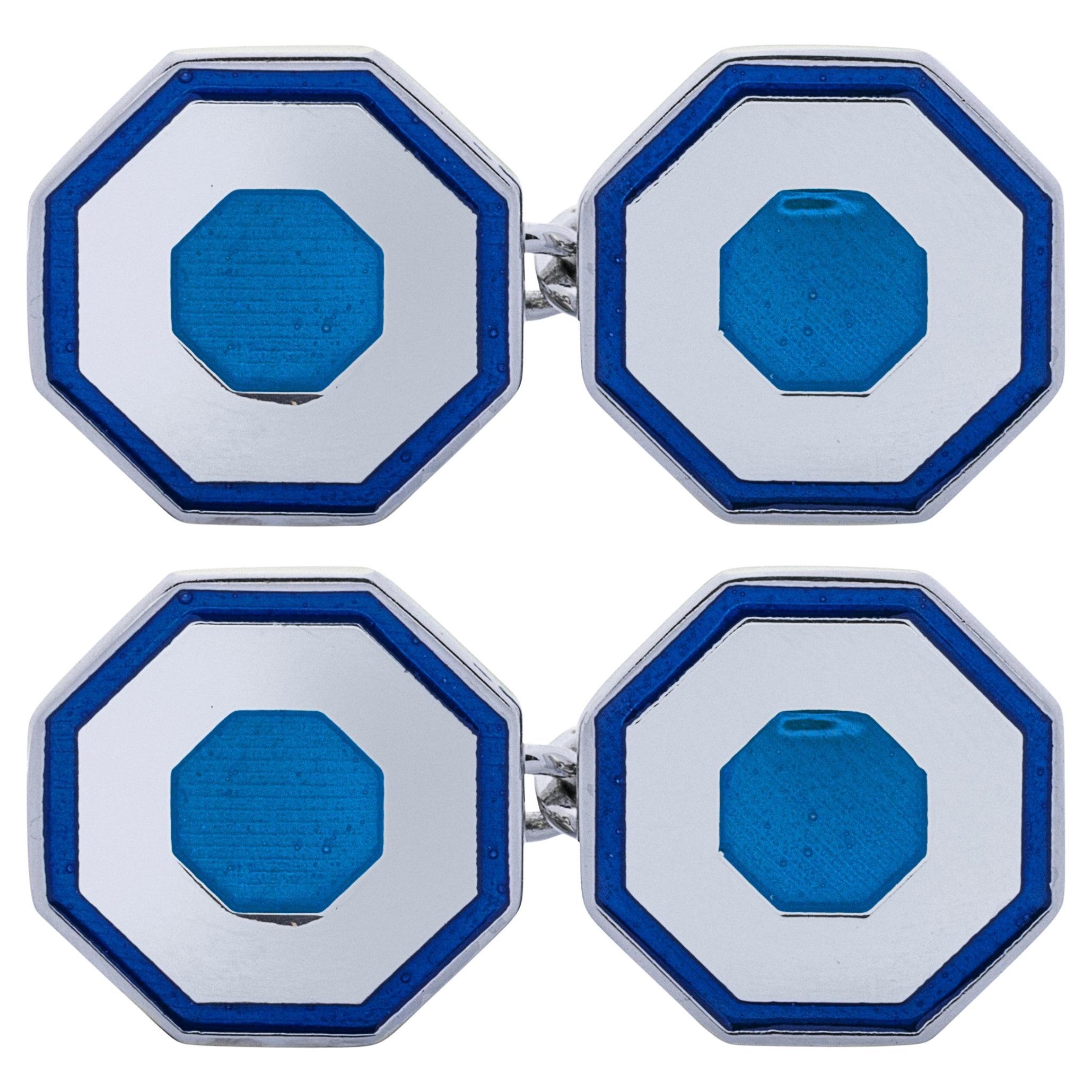 Alex Jona Blue Enamel Sterling Silver Cufflinks