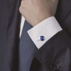 Alex Jona Blue Green Enamel Sterling Silver Cufflinks