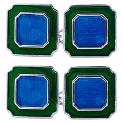Gemelli Alex Jona in argento smaltato blu e verde