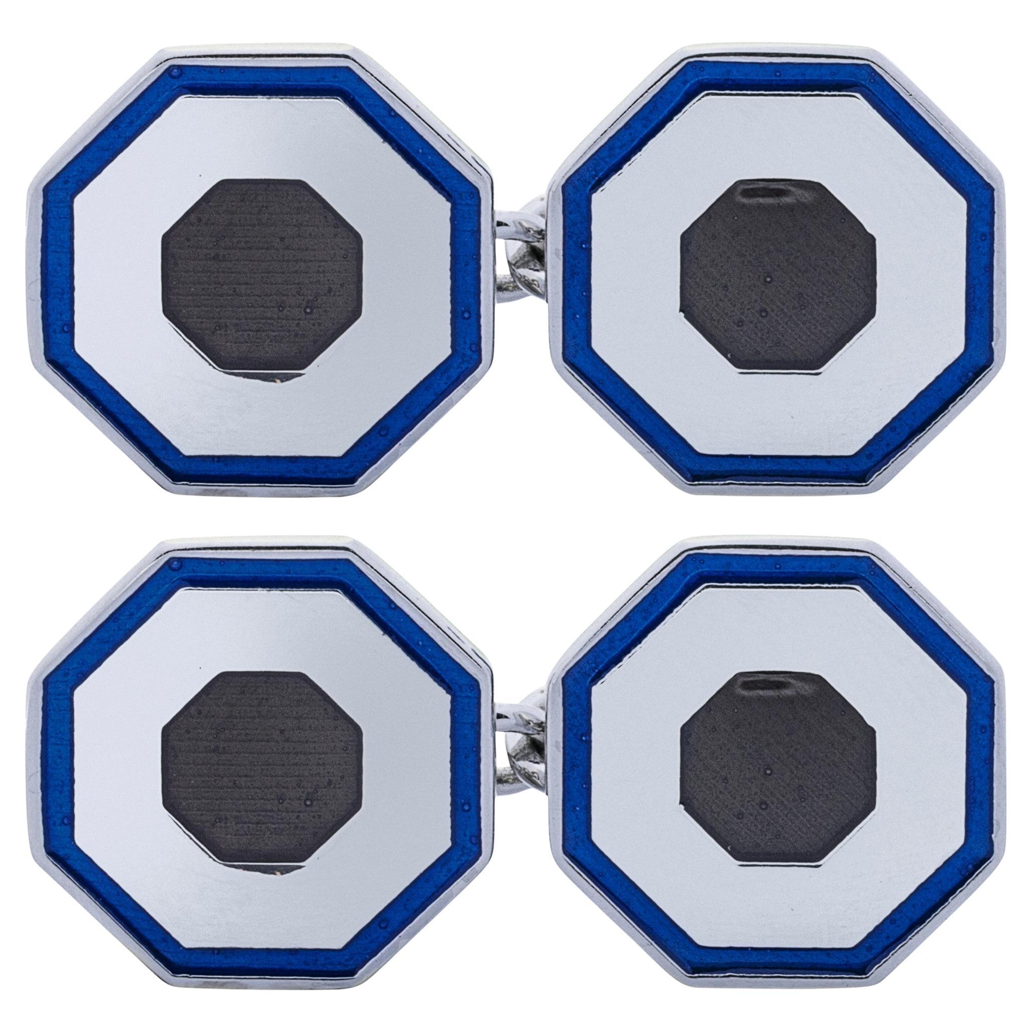 Alex Jona Blue Grey Enamel Sterling Silver Cufflinks