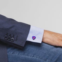 Alex Jona Blue & Red Enamel Sterling Silver Cufflinks