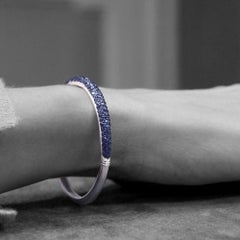 Alex Jona Blue Sapphire 18 Karat White Gold Bangle Bracelet