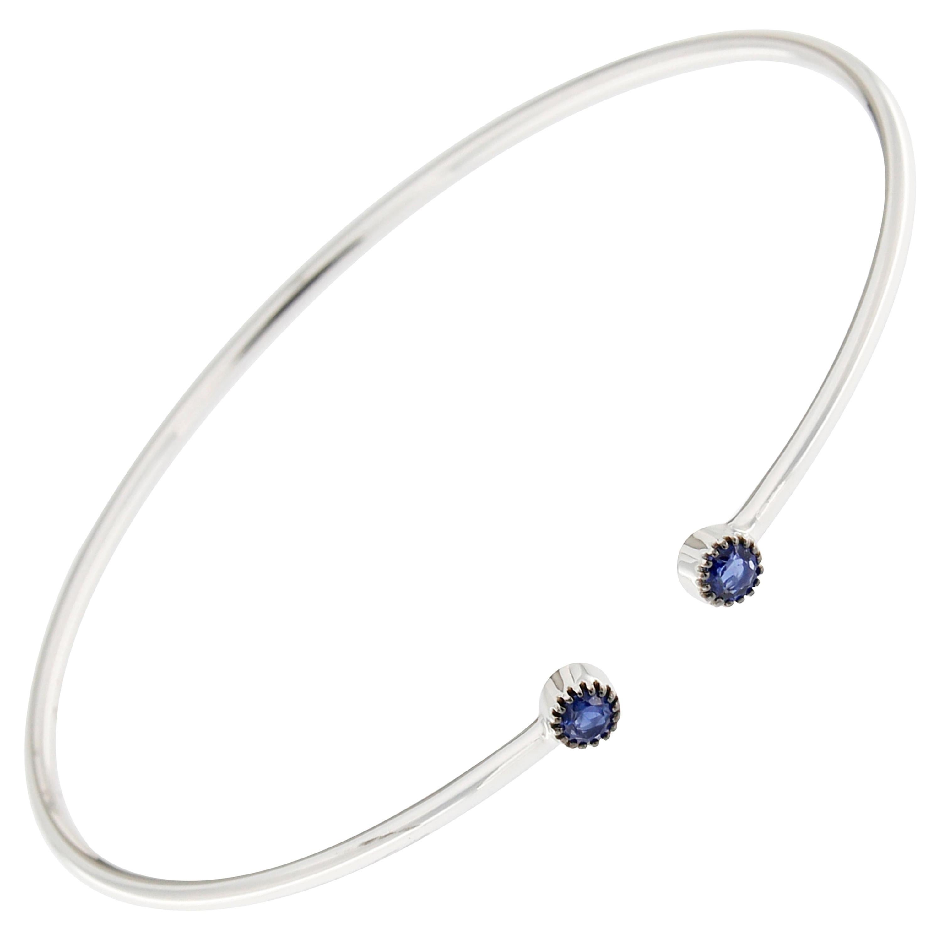 Alex Jona Blue Sapphire 18 karat White Gold Bangle Bracelet