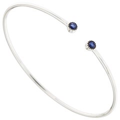 Alex Jona Blue Sapphire 18 Karat White Gold Bangle Bracelet