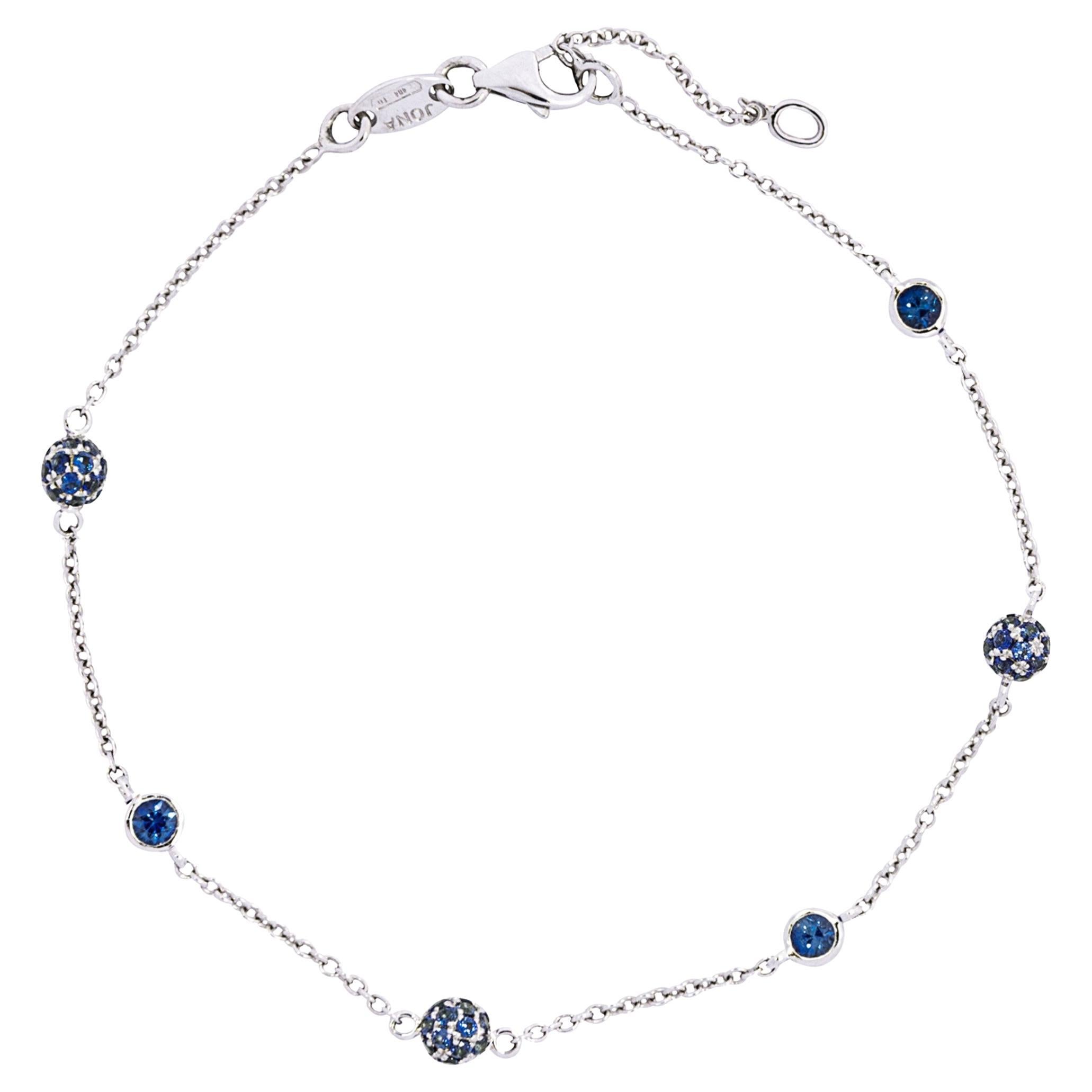 Alex Jona Blue Sapphire 18 Karat White Gold Bracelet For Sale
