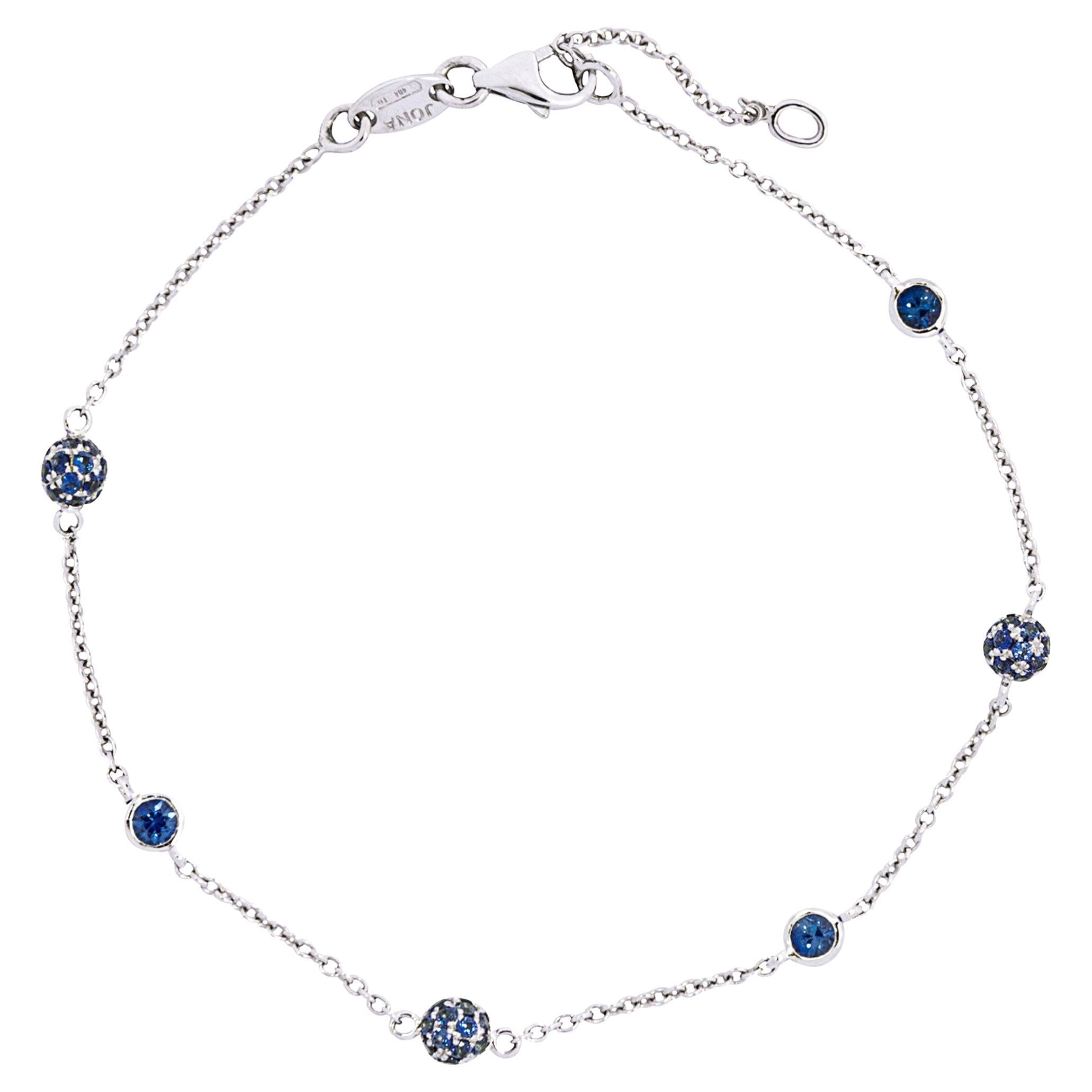 18K Yellow Gold Octagon Cut Blue Sapphire Bracelet For Sale At