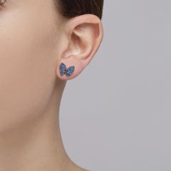 Alex Jona Blue Sapphire 18 Karat White Gold Butterfly Earrings