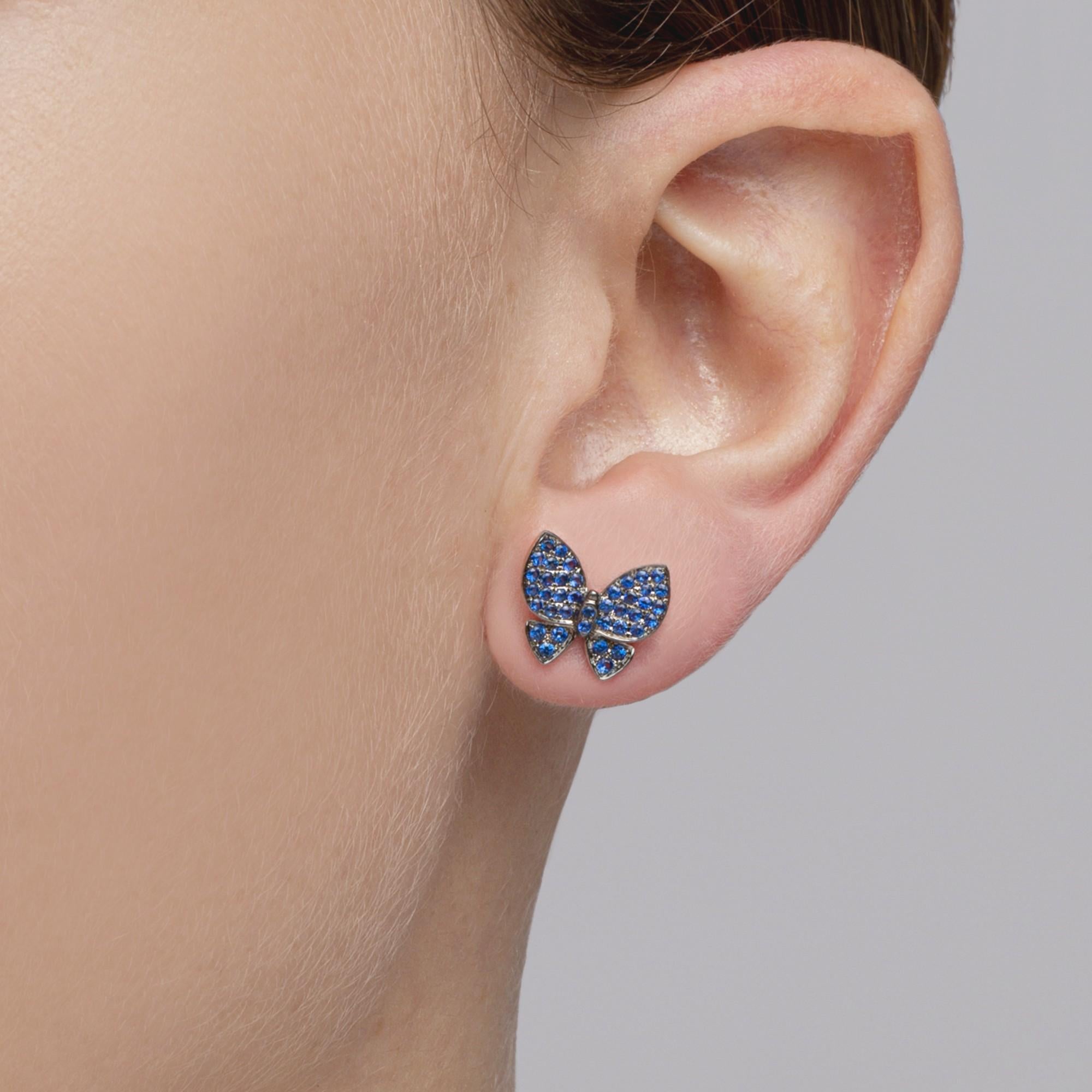 blue sapphire butterfly earrings
