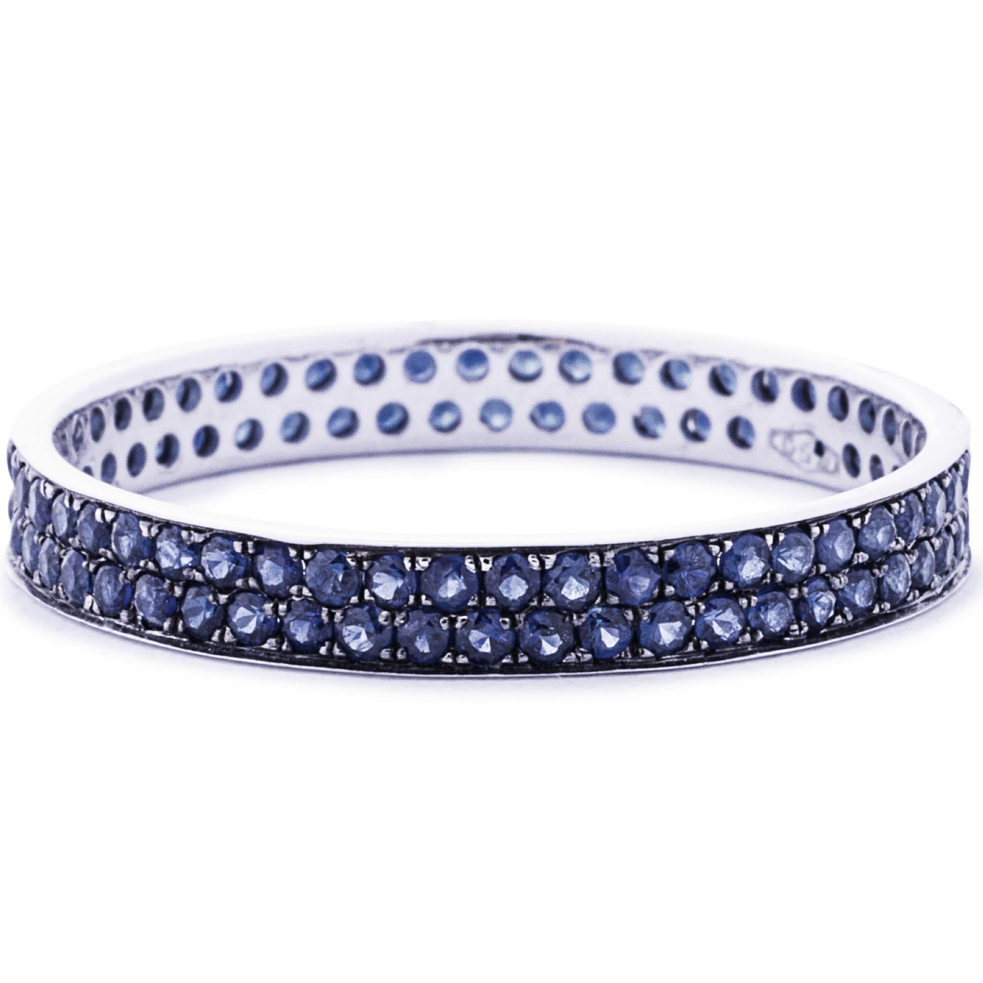 Alex Jona Blue Sapphire 18 Karat White Gold Eternity Band Ring In New Condition For Sale In Lugano, CH