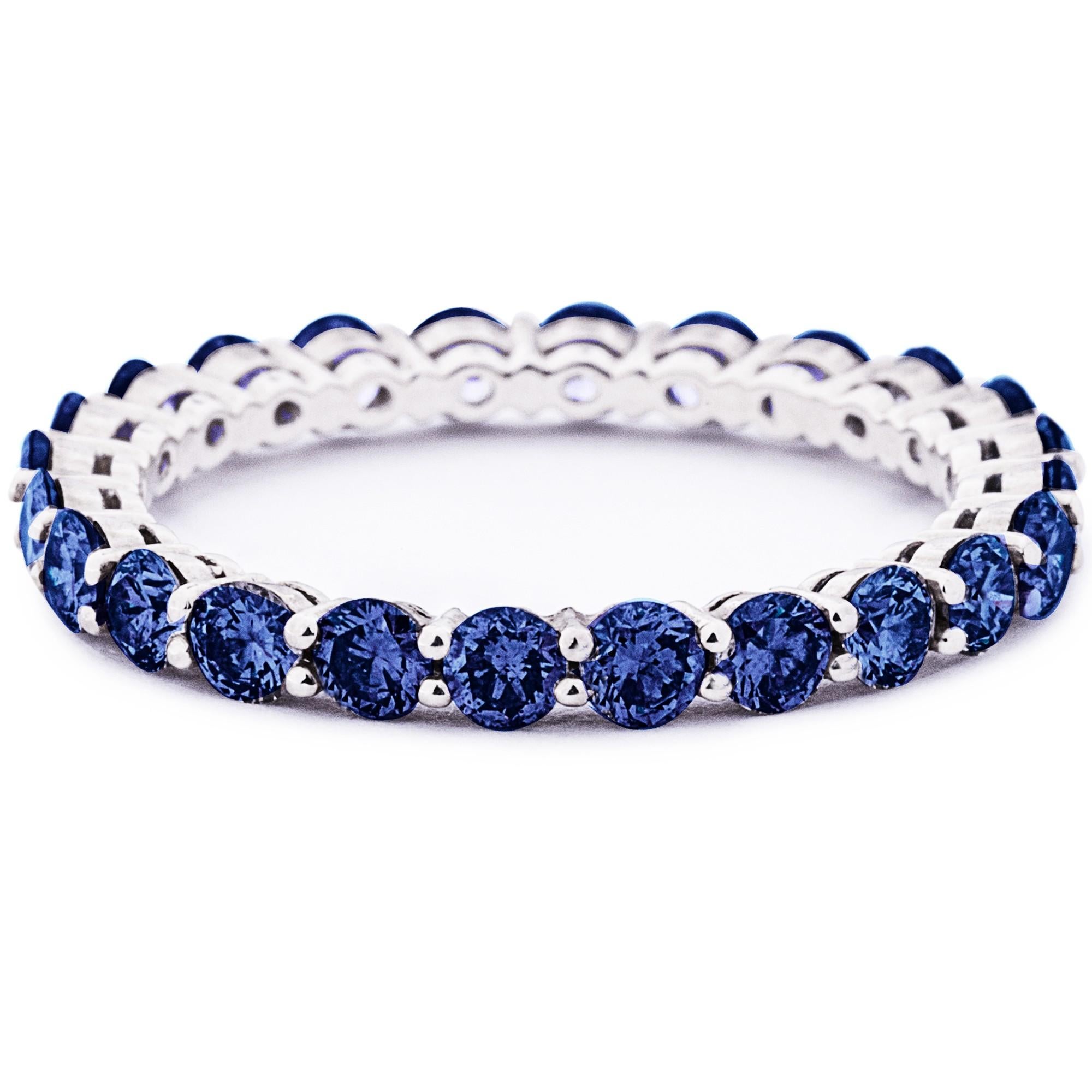 Alex Jona Blue Sapphire 18 Karat White Gold Eternity Band Ring In New Condition For Sale In Torino, IT
