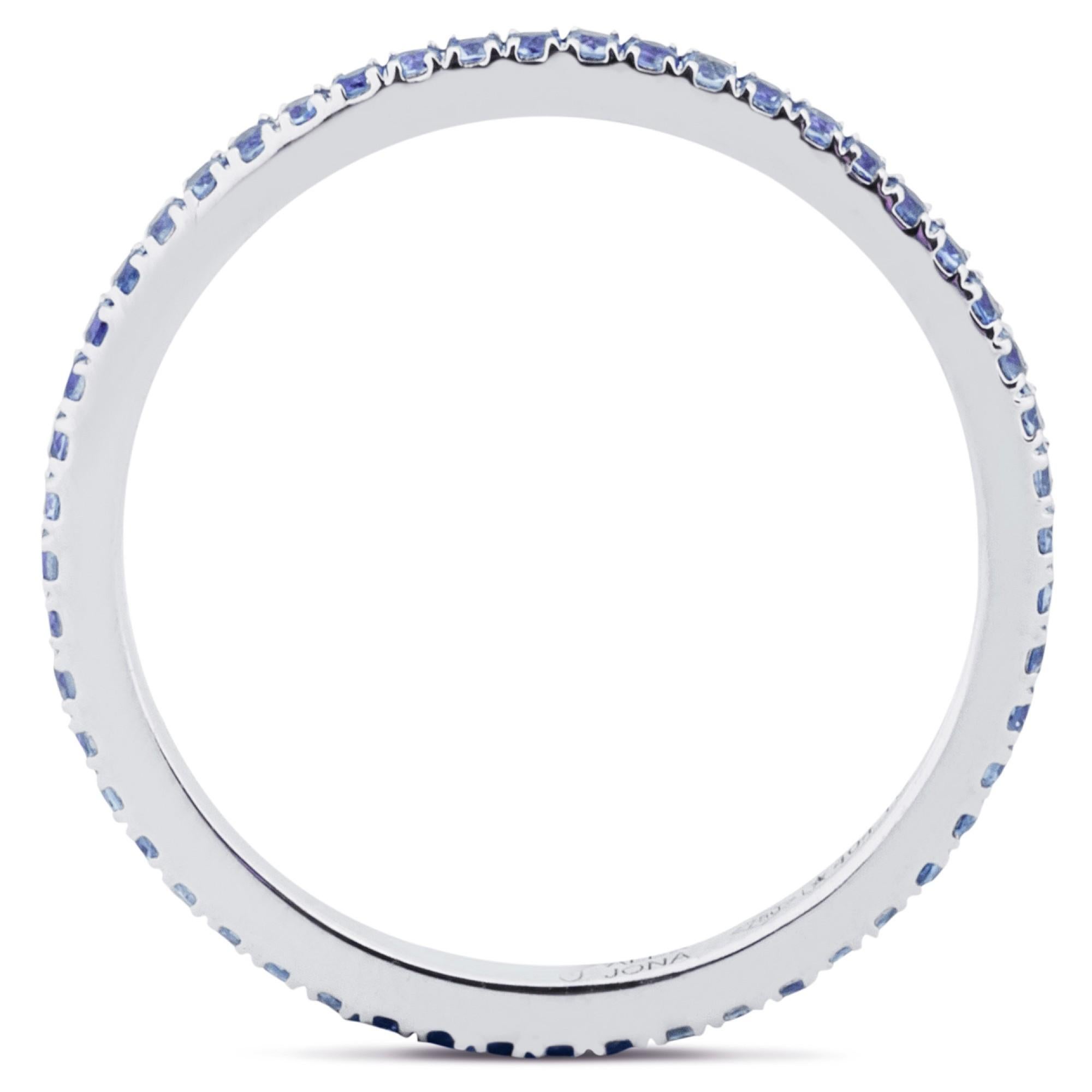Alex Jona Blue Sapphire 18 Karat White Gold Eternity Band Ring For Sale 1