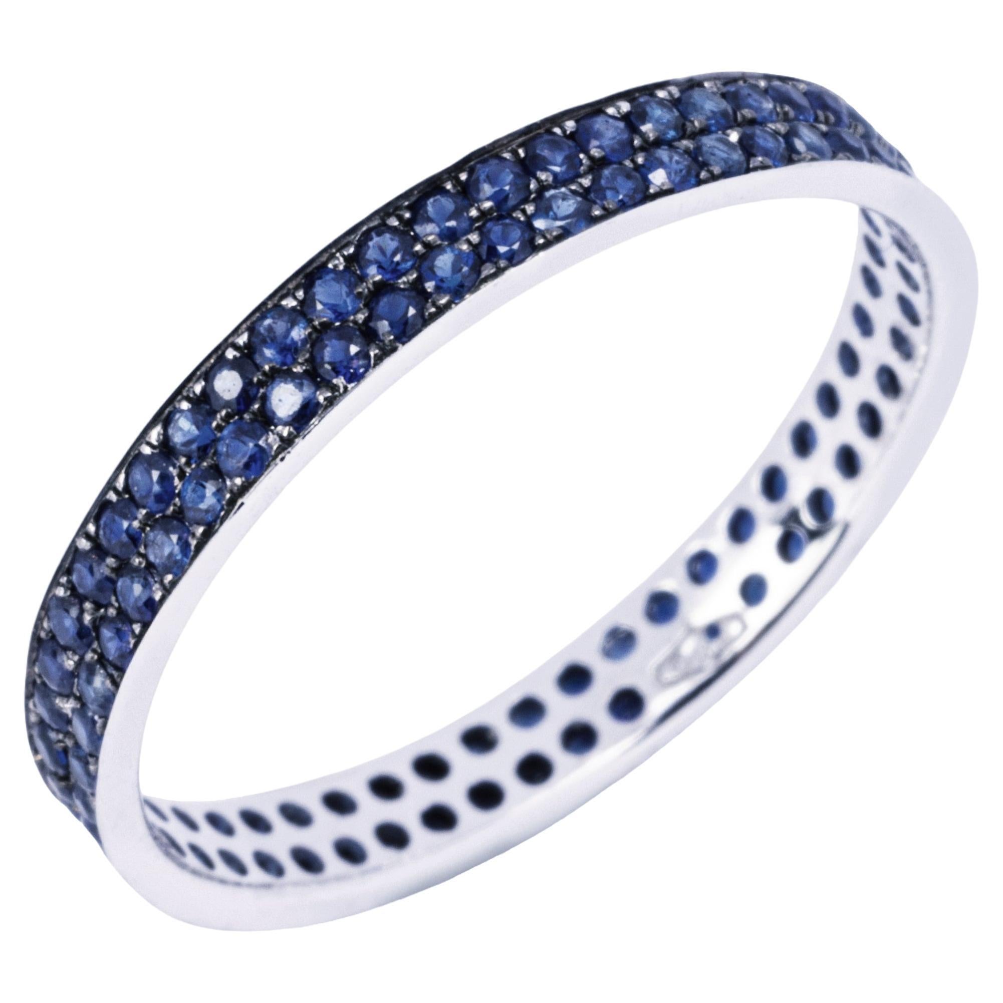 Alex Jona Blue Sapphire 18 Karat White Gold Eternity Band Ring