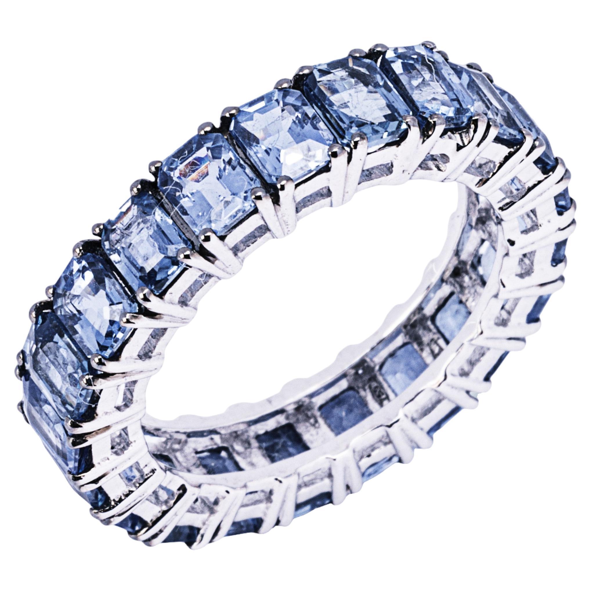 Alex Jona Blue Sapphire 18 Karat White Gold Eternity Band Ring