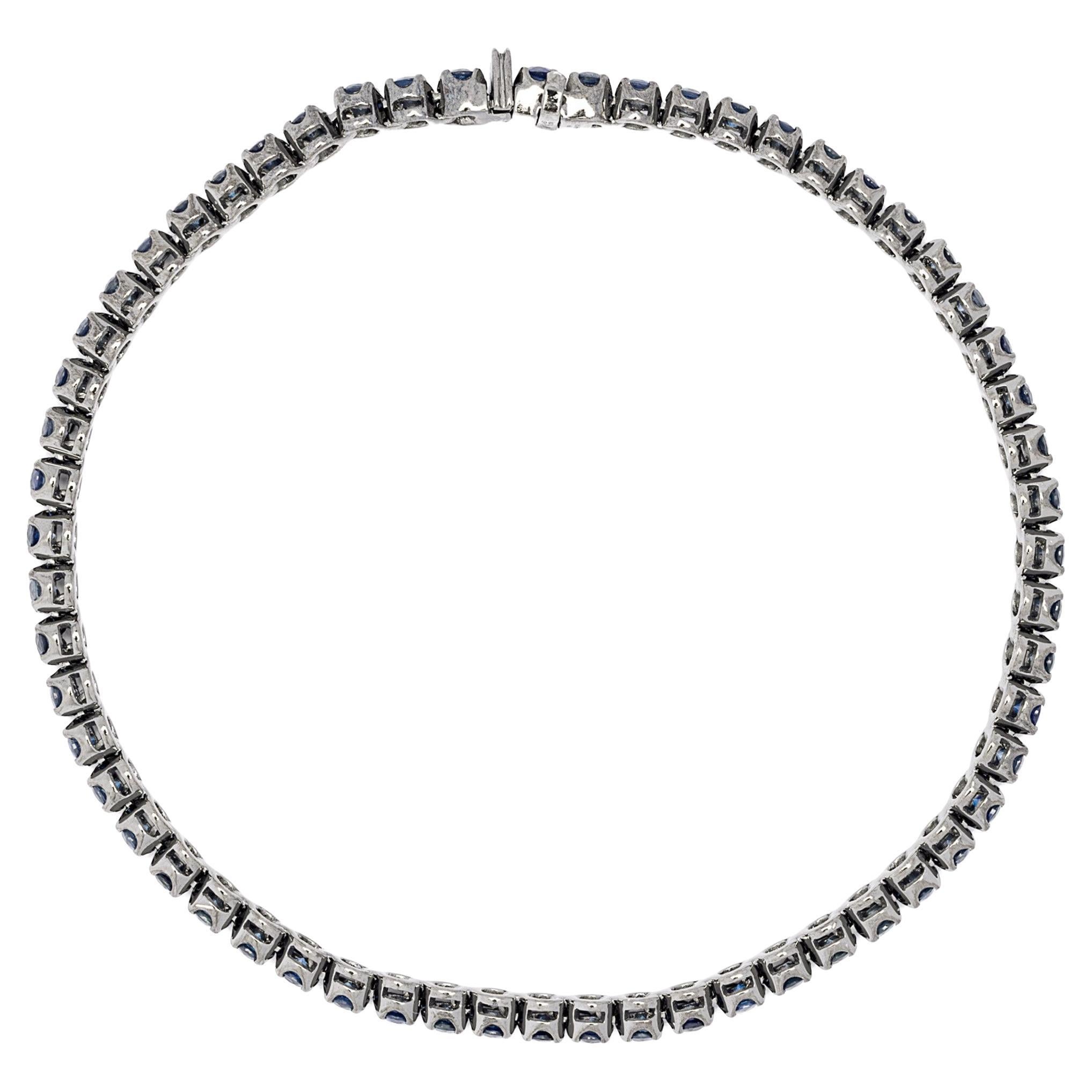 Alex Jona Zafiro azul Pulsera de tenis de oro blanco de 18 quilates en Nuevo estado para la venta en Lugano, CH