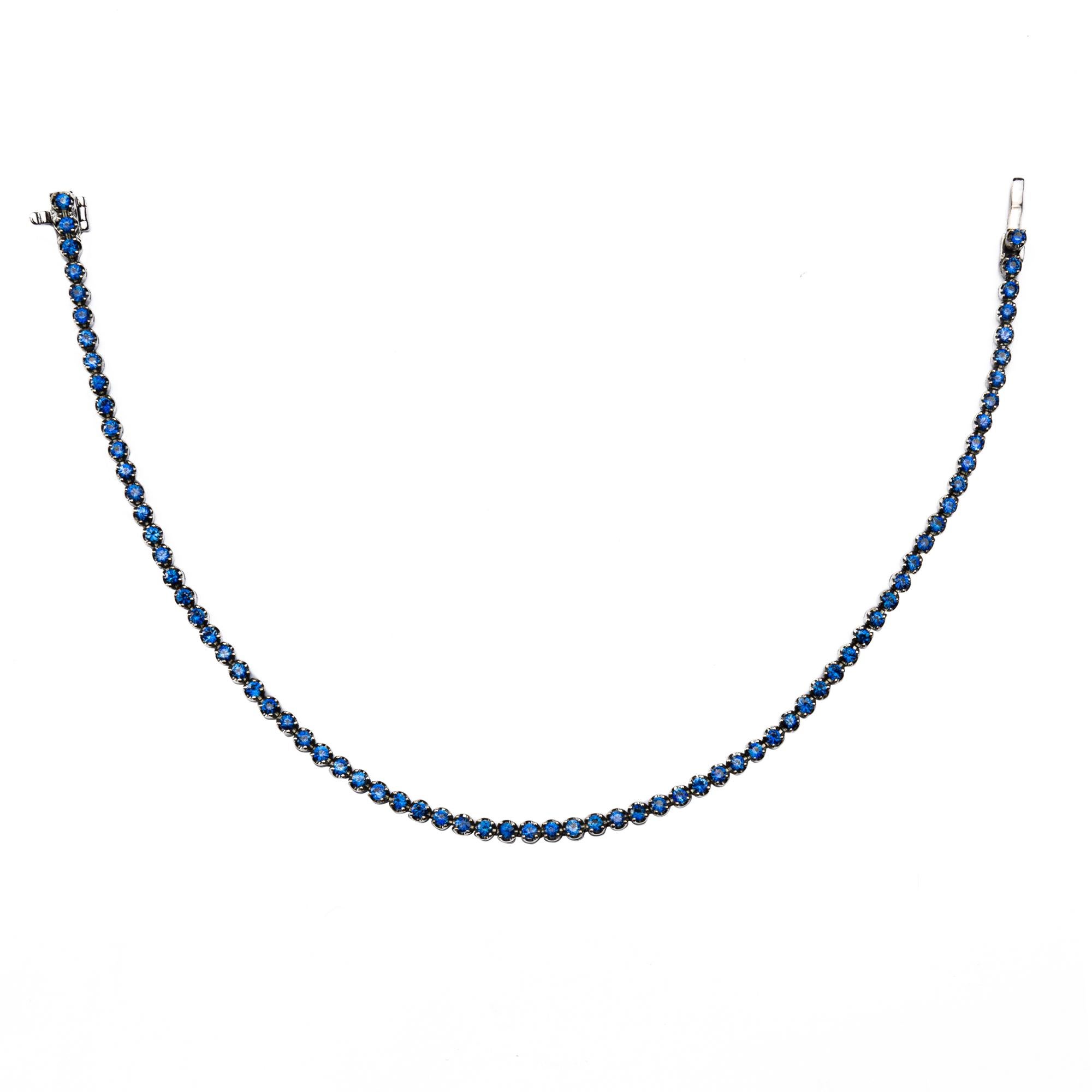 Alex Jona Blue Sapphire 18 Karat White Gold Tennis Bracelet For Sale 1