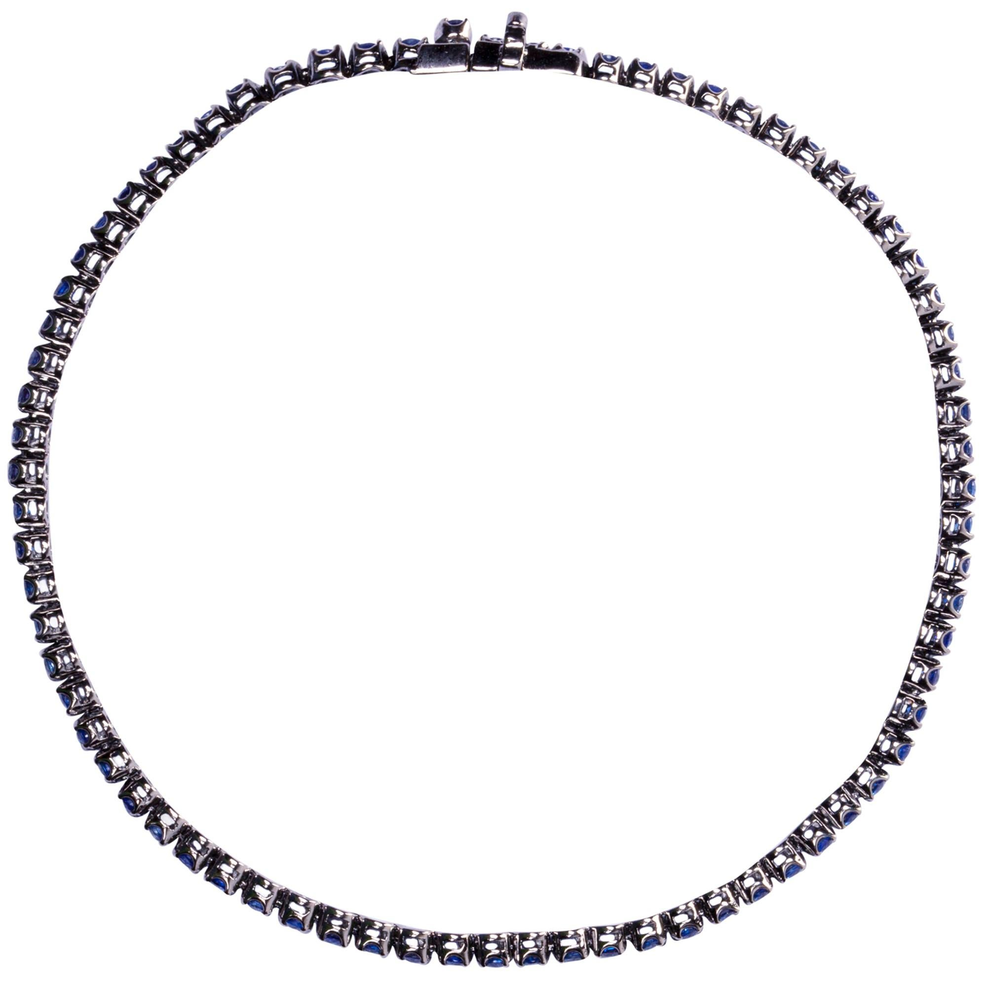 Bracelet tennis Alex Jona en or blanc 18 carats et saphirs bleus en vente 4