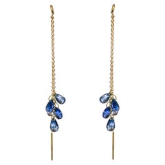 Alex Jona Blue Sapphire 18 Karat Yellow Gold Dangle Earrings