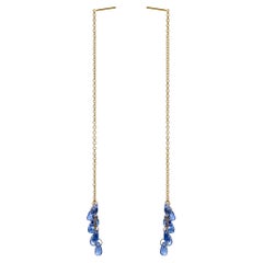 Alex Jona Blue Sapphire 18 Karat Yellow Gold Dangle Earrings