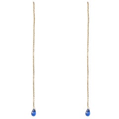 Alex Jona Blue Sapphire 18 Karat Yellow Gold Drop Earrings