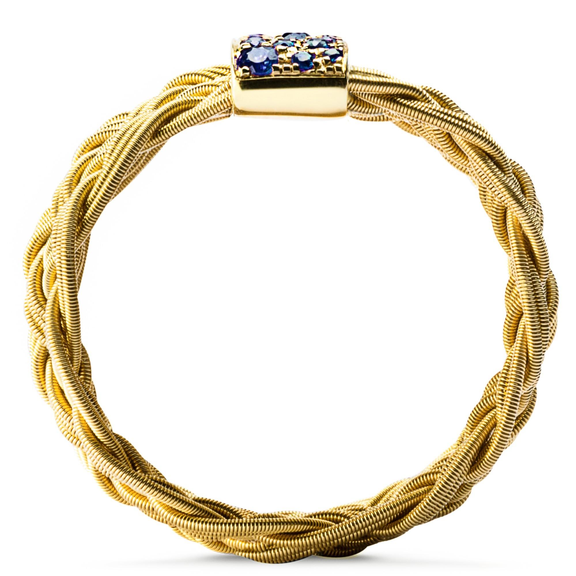 Alex Jona Blue Sapphire 18 Karat Yellow Gold Filigree Ring Band For Sale 1