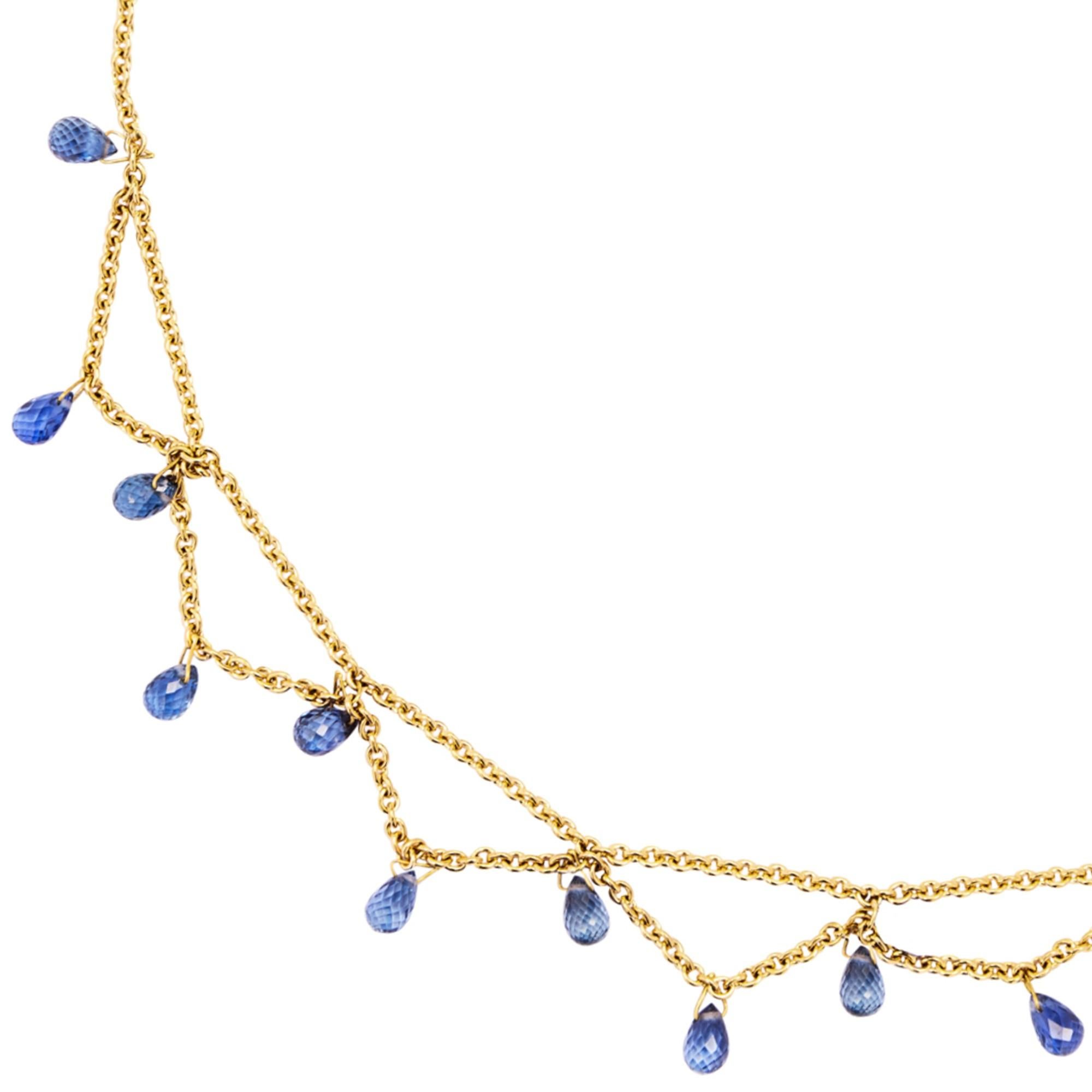 Perle Alex Jona, collier en or jaune 18 carats et saphir bleu en vente