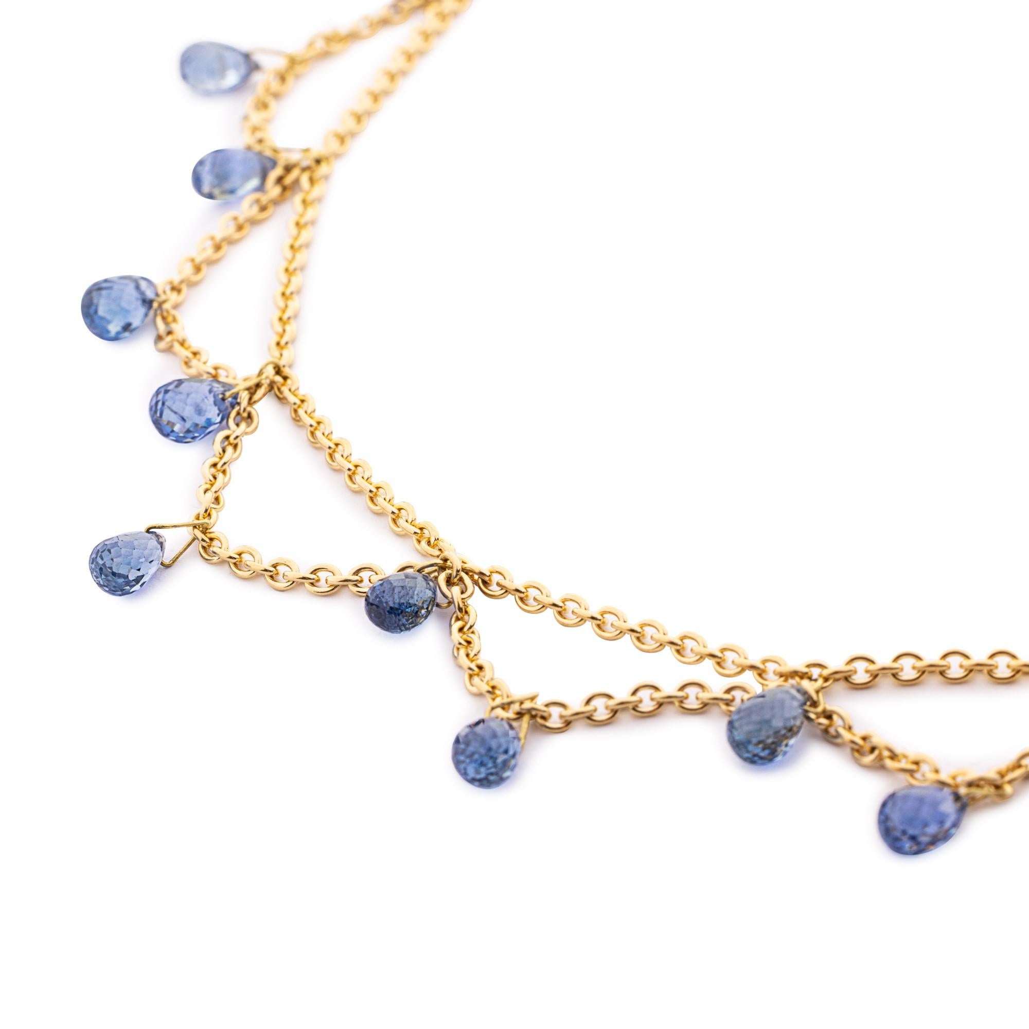 Alex Jona, collier en or jaune 18 carats et saphir bleu Pour femmes en vente