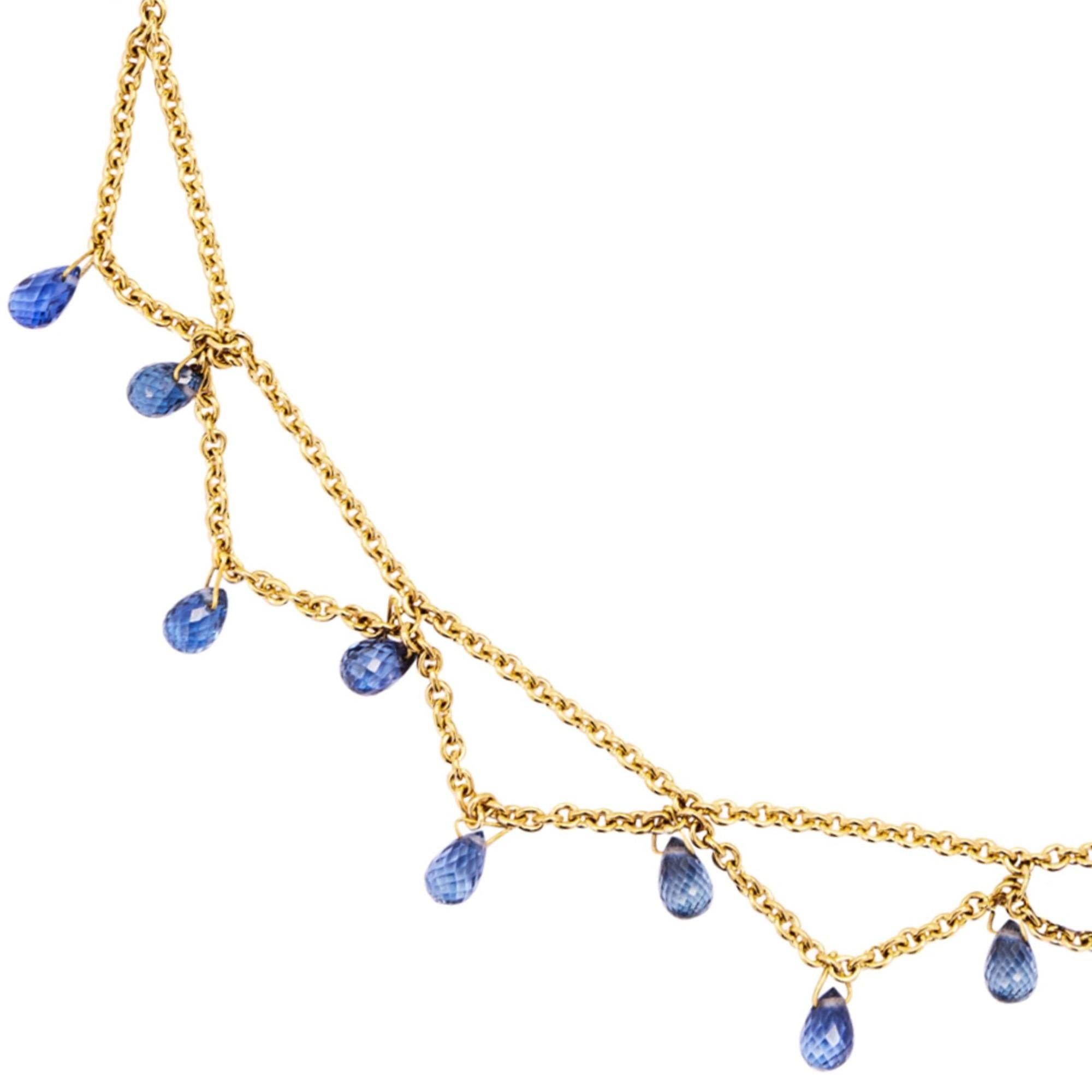 Perle Alex Jona, collier en or jaune 18 carats et saphir bleu en vente