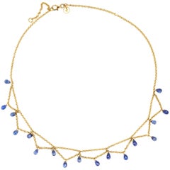 Alex Jona Blue Sapphire 18 Karat Yellow Gold Necklace