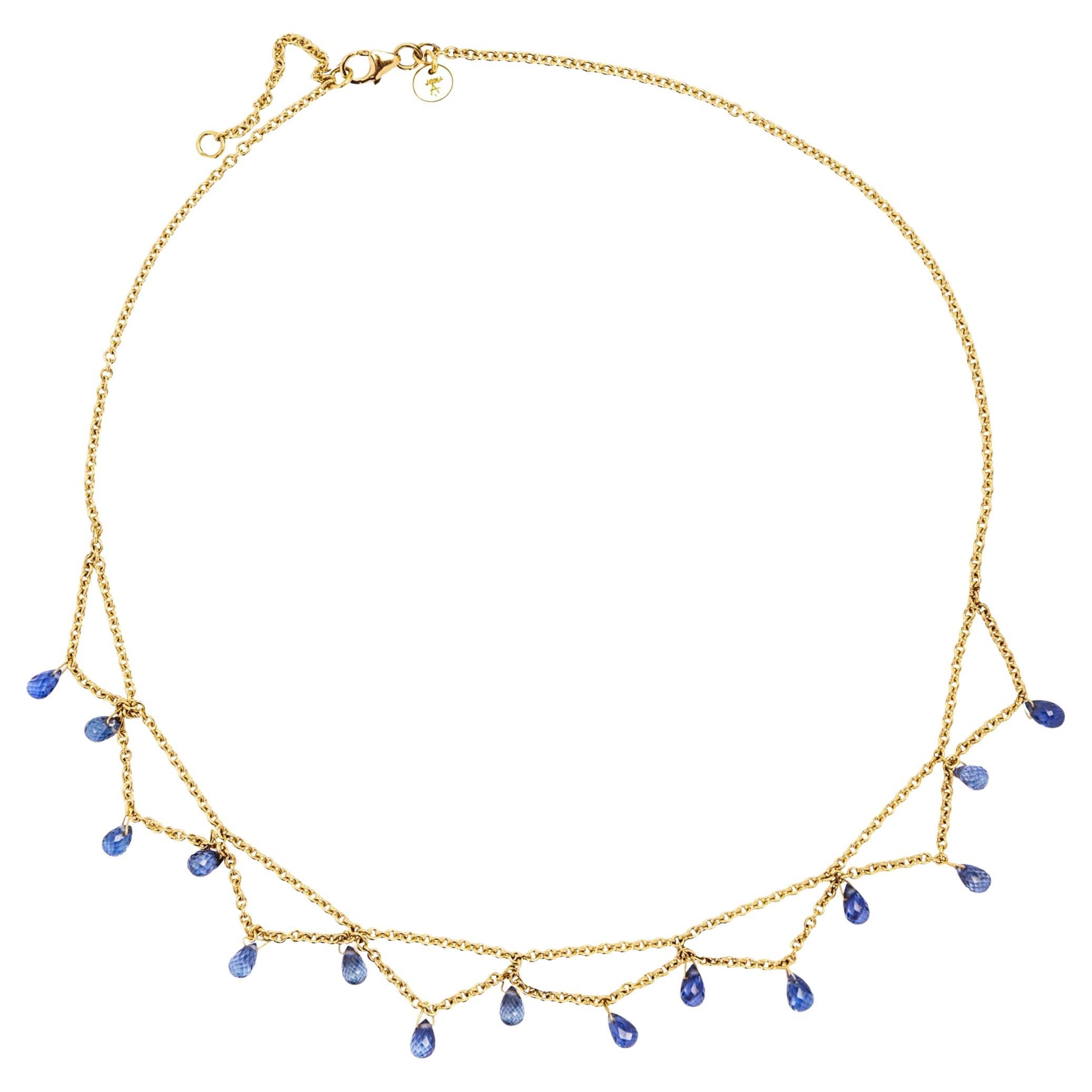 Alex Jona, collier en or jaune 18 carats et saphir bleu en vente