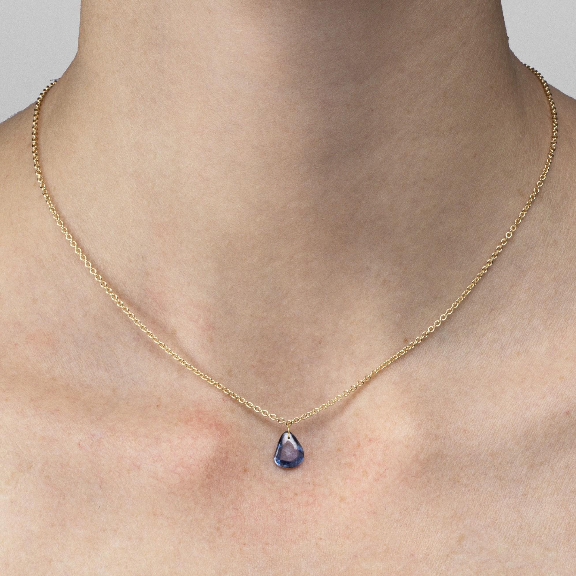 Alex Jona Blue Sapphire 18 Karat Yellow Gold Pendant Necklace In New Condition For Sale In Torino, IT