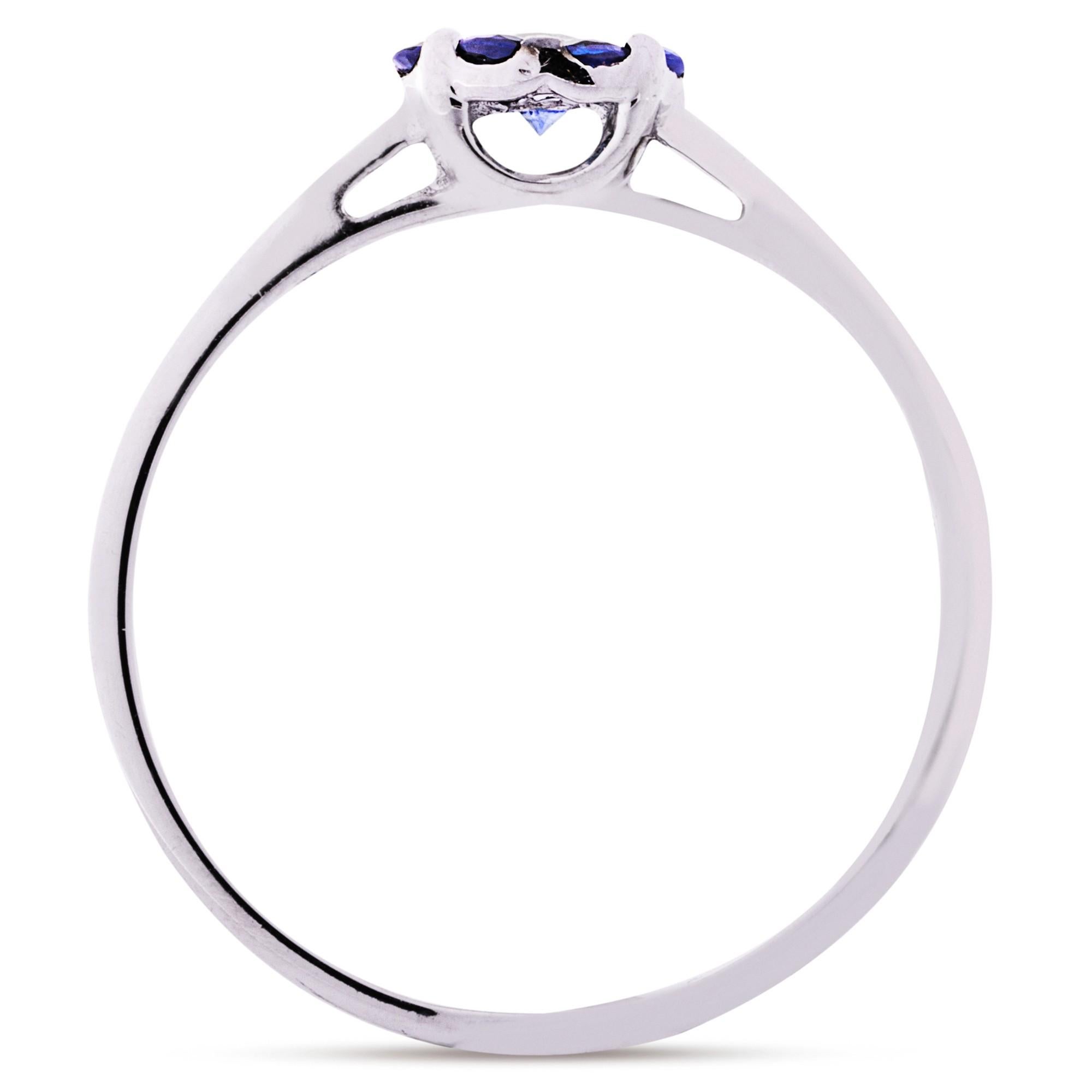 Women's Alex Jona Blue Sapphire Cluster 18 Karat White Gold Ring For Sale