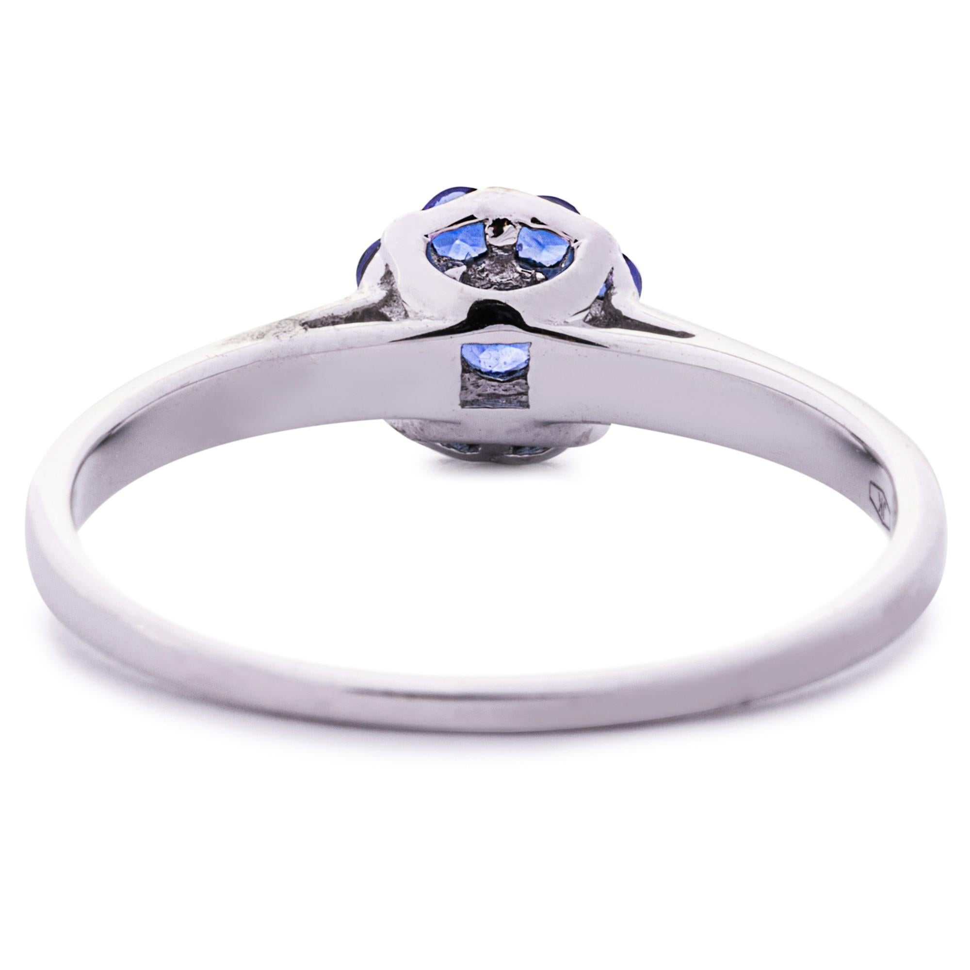 Alex Jona Blue Sapphire Cluster 18 Karat White Gold Ring For Sale 1