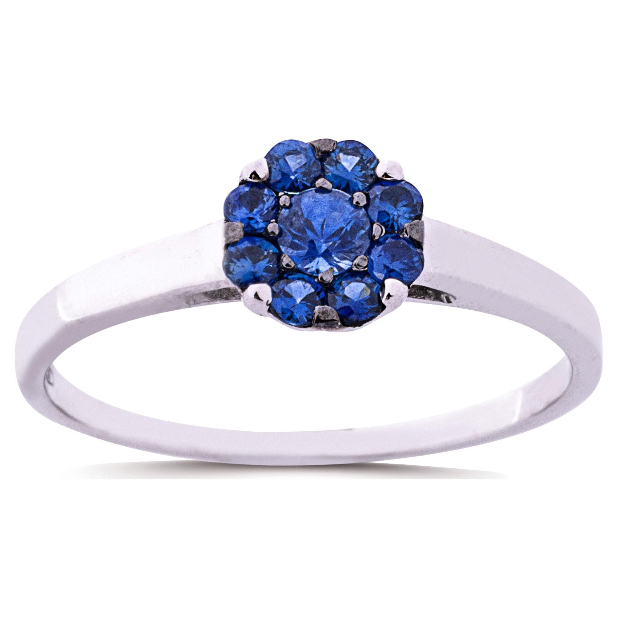 Alex Jona Blue Sapphire Cluster 18 Karat White Gold Ring