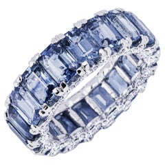 Alex Jona  Blue Sapphire & Diamond 18 Karat White Gold Eternity Band Ring