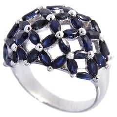Alex Jona Blue Sapphire Dome 18 Karat White Gold Ring