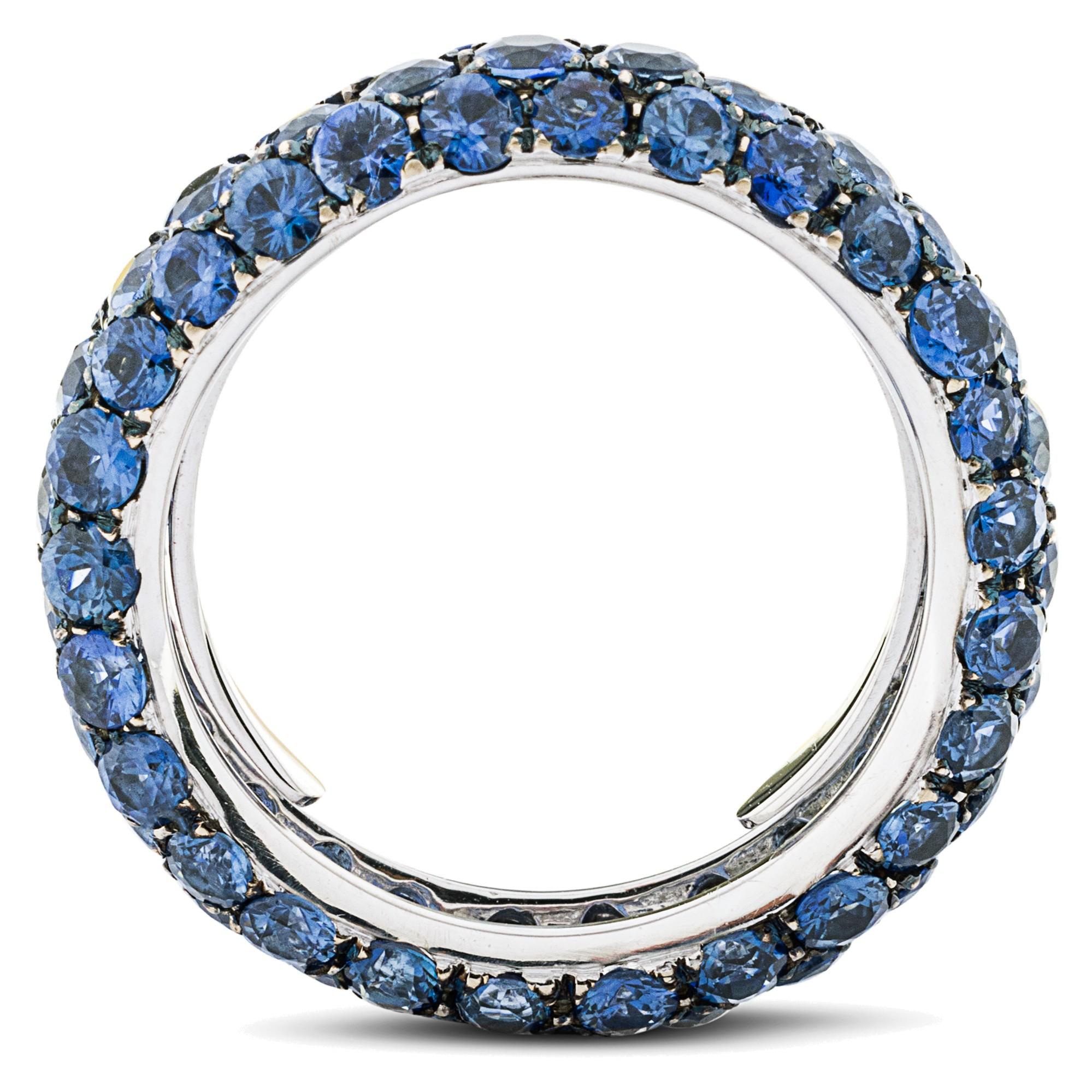 Alex Jona Blue Sapphire Pavé 18 Karat White Gold Eternity Band Ring 1