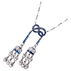 Alex Jona Blue Sapphire White Diamond 18 Karat White Gold Pendant Necklace