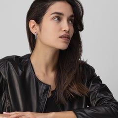 Alex Jona Blue Sapphire White Diamond 18 Karat White Gold Bar Earrings