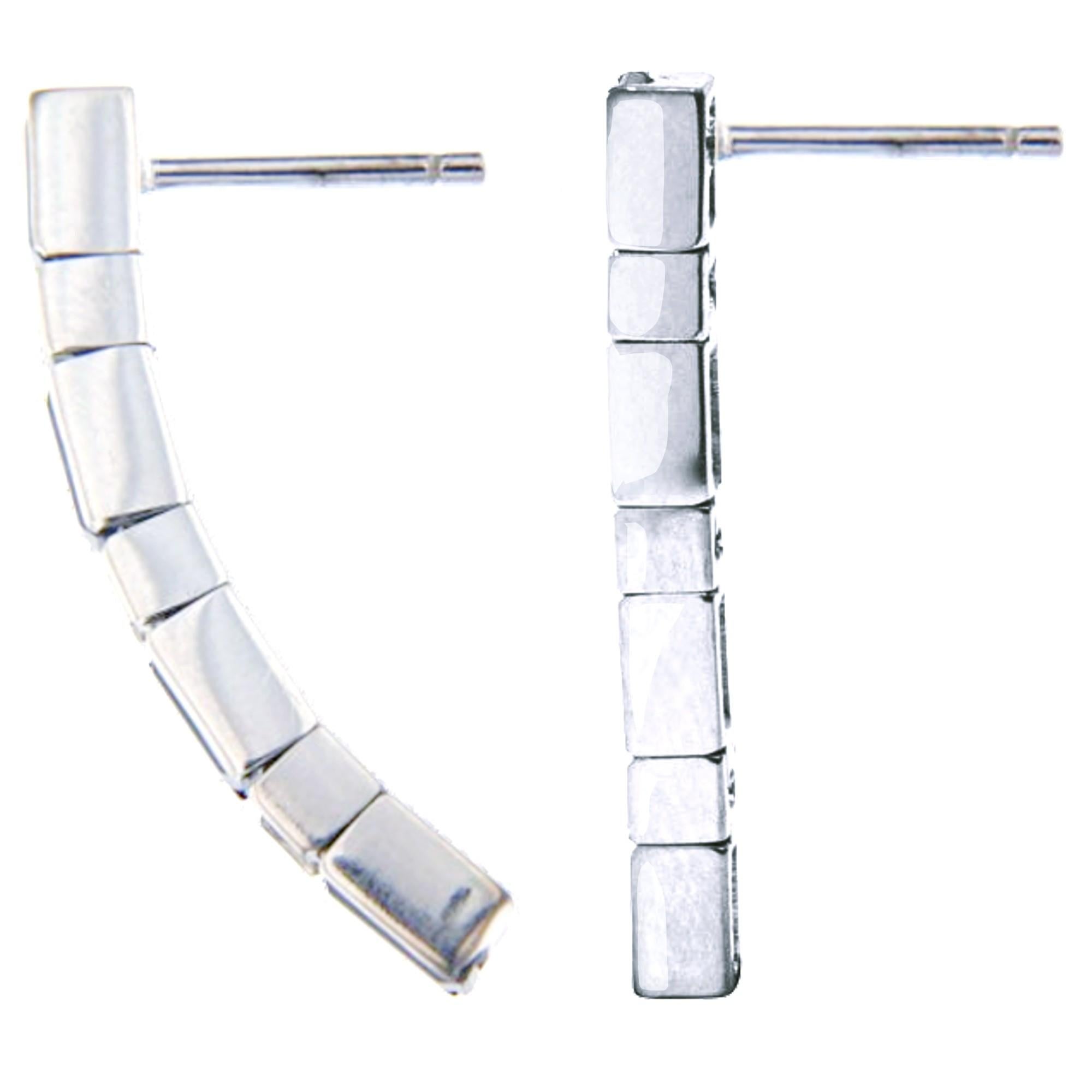 Taglio baguette Alex Jona Orecchini a Barretta con Zaffiro Blu e Diamante Bianco in Oro Bianco 18 Carati in vendita