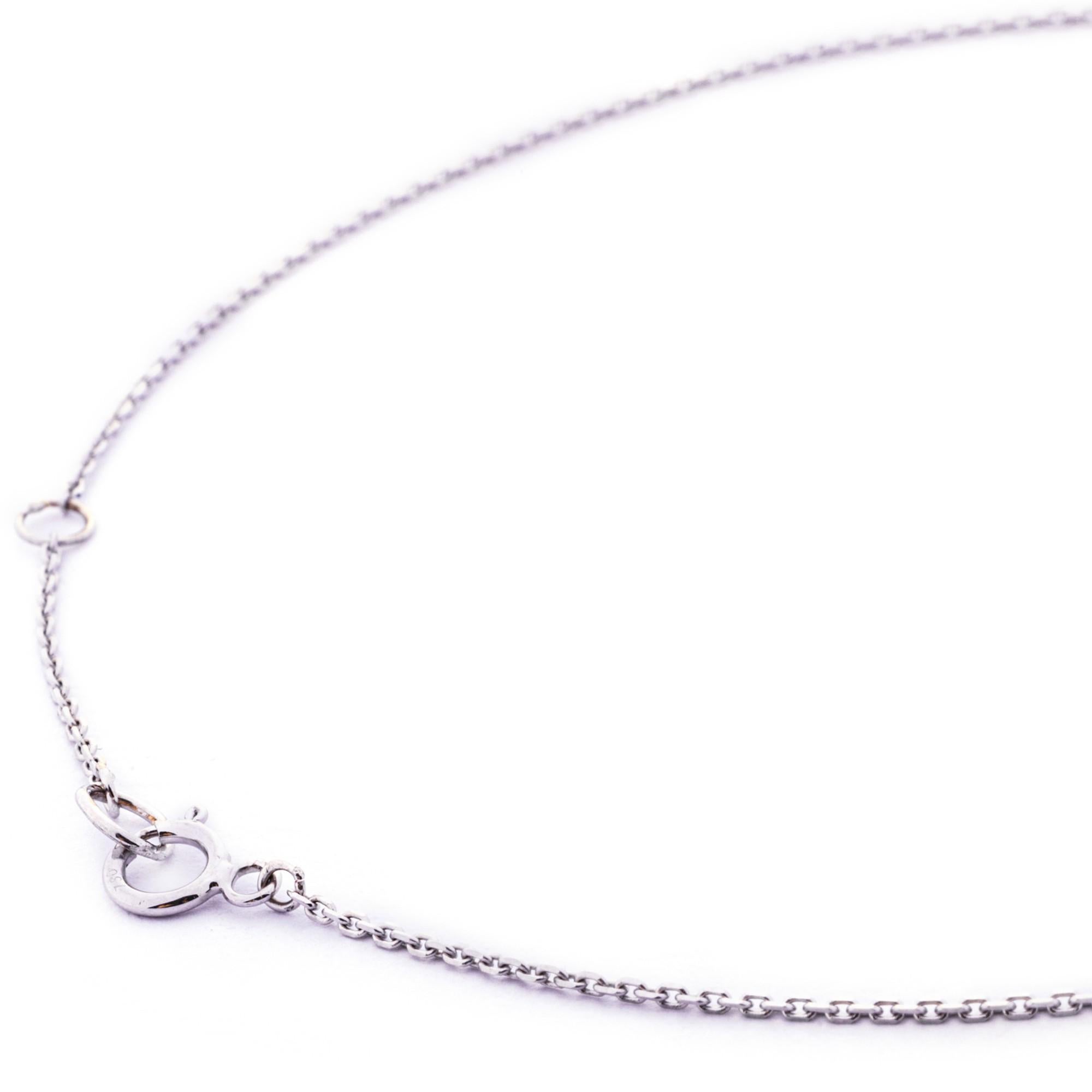 Alex Jona Blue Sapphire White Diamond 18 Karat White Gold Heart Pendant Necklace For Sale 1