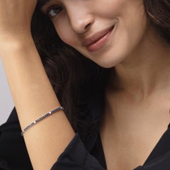 Alex Jona Blue Sapphire White Diamond 18 Karat White Gold Tennis Bracelet