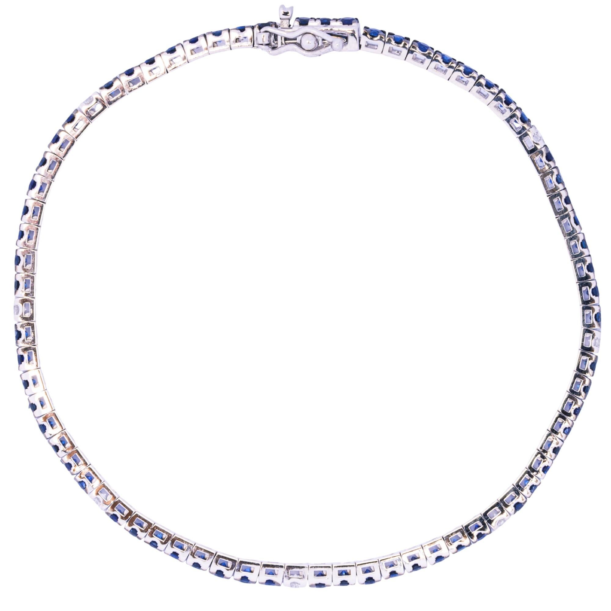  Alex Jona Bracelet tennis en or blanc 18 carats avec saphir bleu et diamant blanc Neuf - En vente à Torino, IT