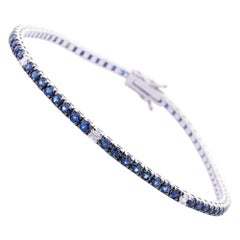 Alex Jona Bracelet tennis en or blanc 18 carats avec saphir bleu et diamant blanc