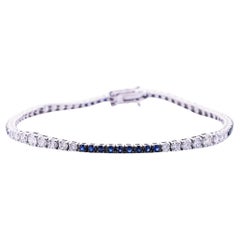  Alex Jona Blue Sapphire & White Diamond 18 Karat White Gold Tennis Bracelet