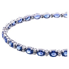  Alex Jona Blue Sapphire White Diamond 18 Karat White Gold Tennis Bracelet